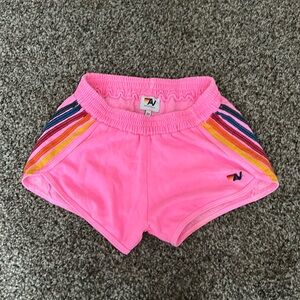 Aviatornation 5 stripe jogger shorts color:pink size: xs